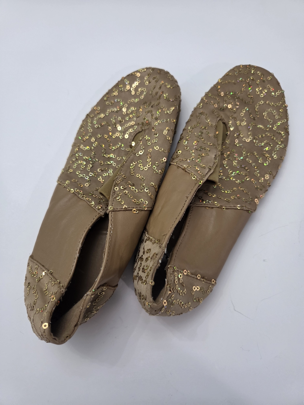 Gia Mia Gold Sequin And Tan Jazz Shoes Womens Size 6